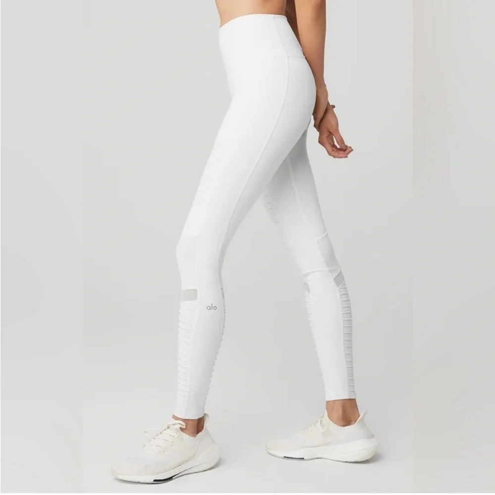 ALO YOGA High Waist Moto Legging White